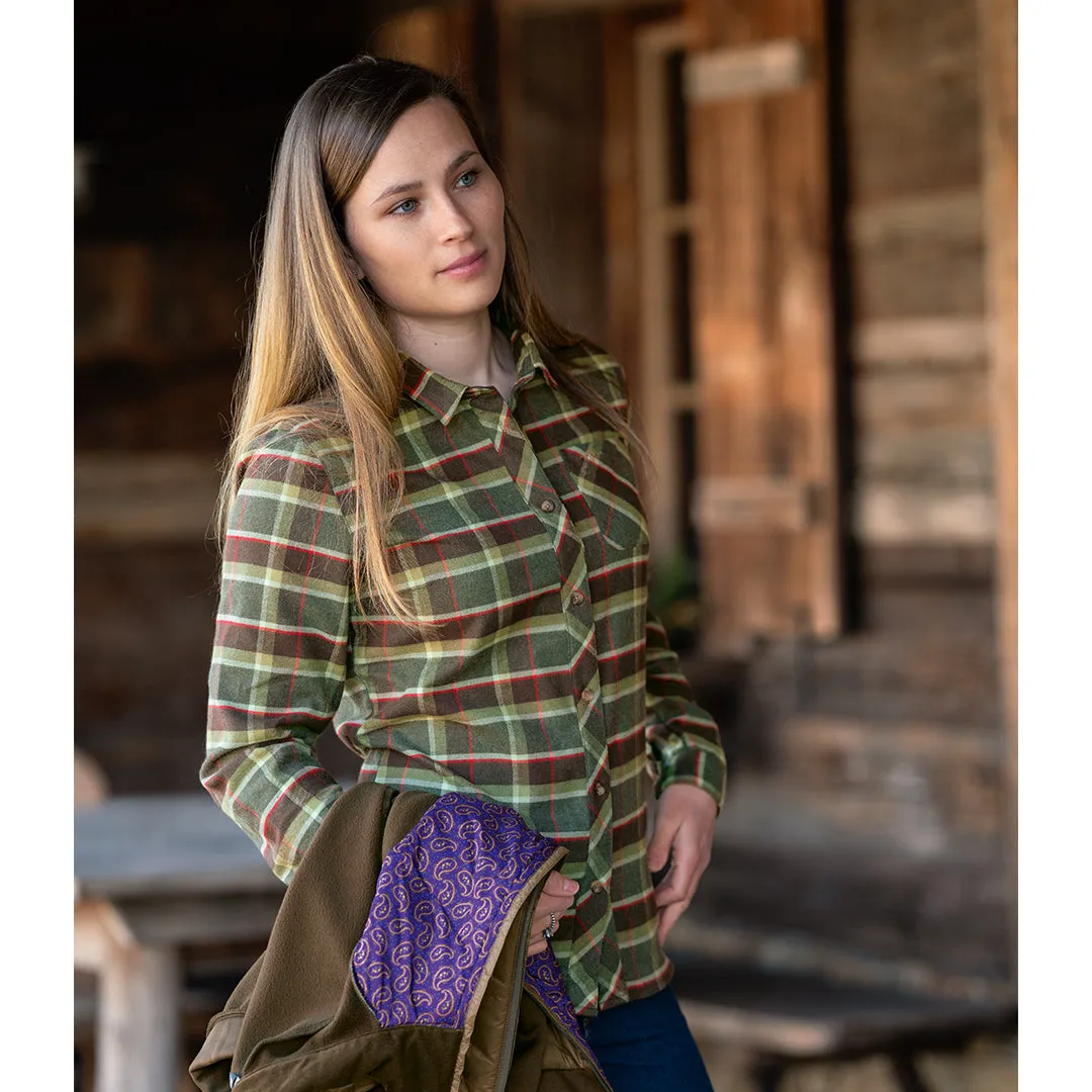 Charlotte Blouse - Olive/Red Checked by Blaser
