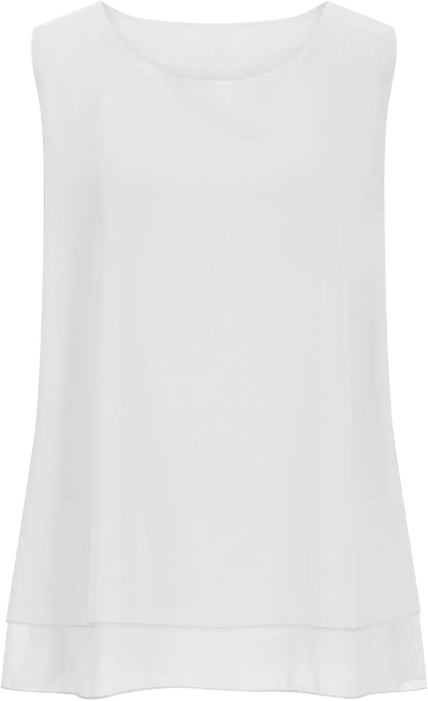 Chiffon Tank Tops for Women Summer Scoop Neck Sleeveless Tunic Shirts Casual Fashion Loose Fit Flowy Beach Blouse