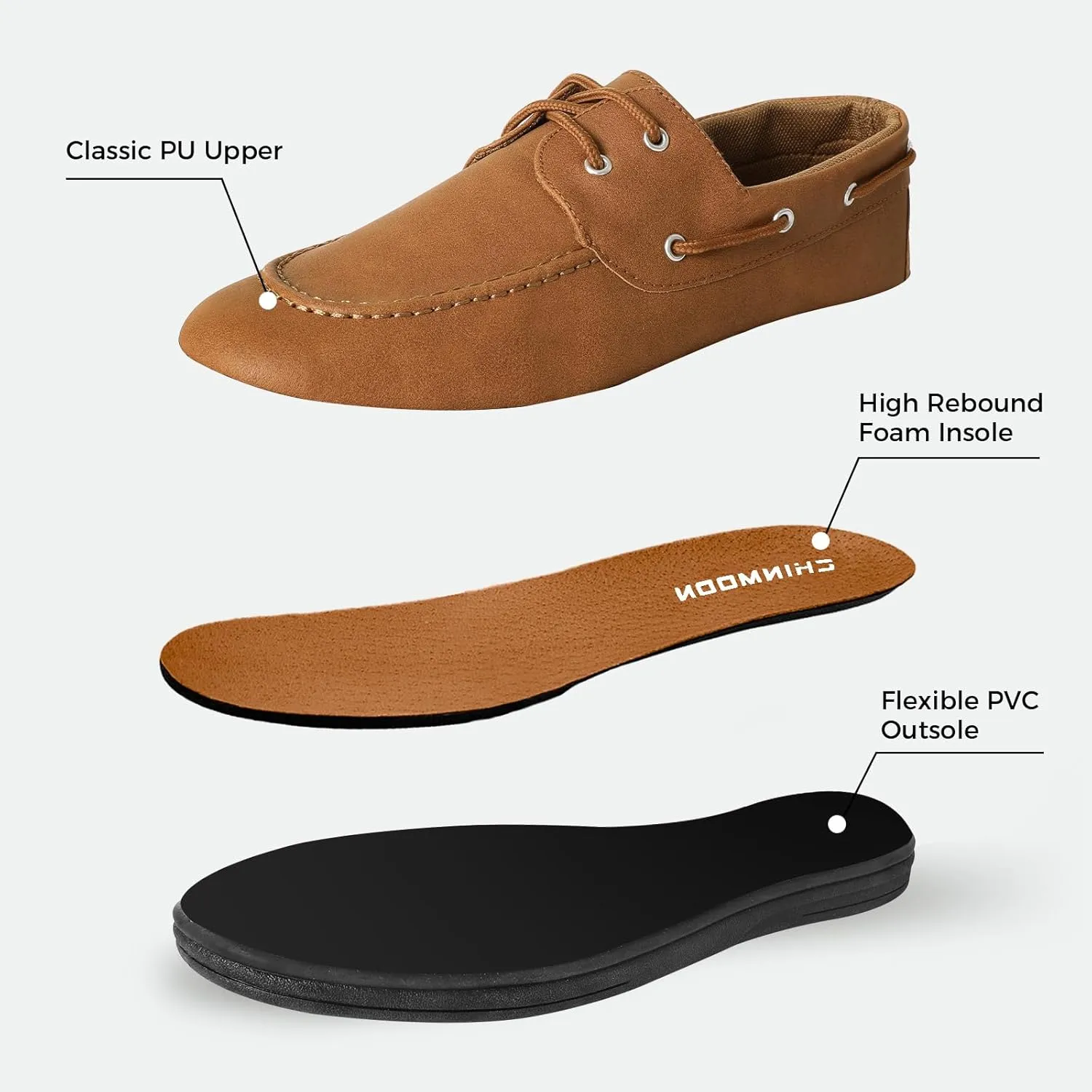 CHIN??MOON Men's Penny Loafers Slip-Ons Casual Boat Driving Walking Shoes Waterproof PU Footwear