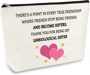 Christmas Best Friend Gift Makeup Bag Friendship Gift for Women Unbiological Sister Gift Cosmetic Bag Pouch Thanksgiving Birthday Gifts for Best Friend Bestie Soul Sister Gift Travel Toiletry Bag