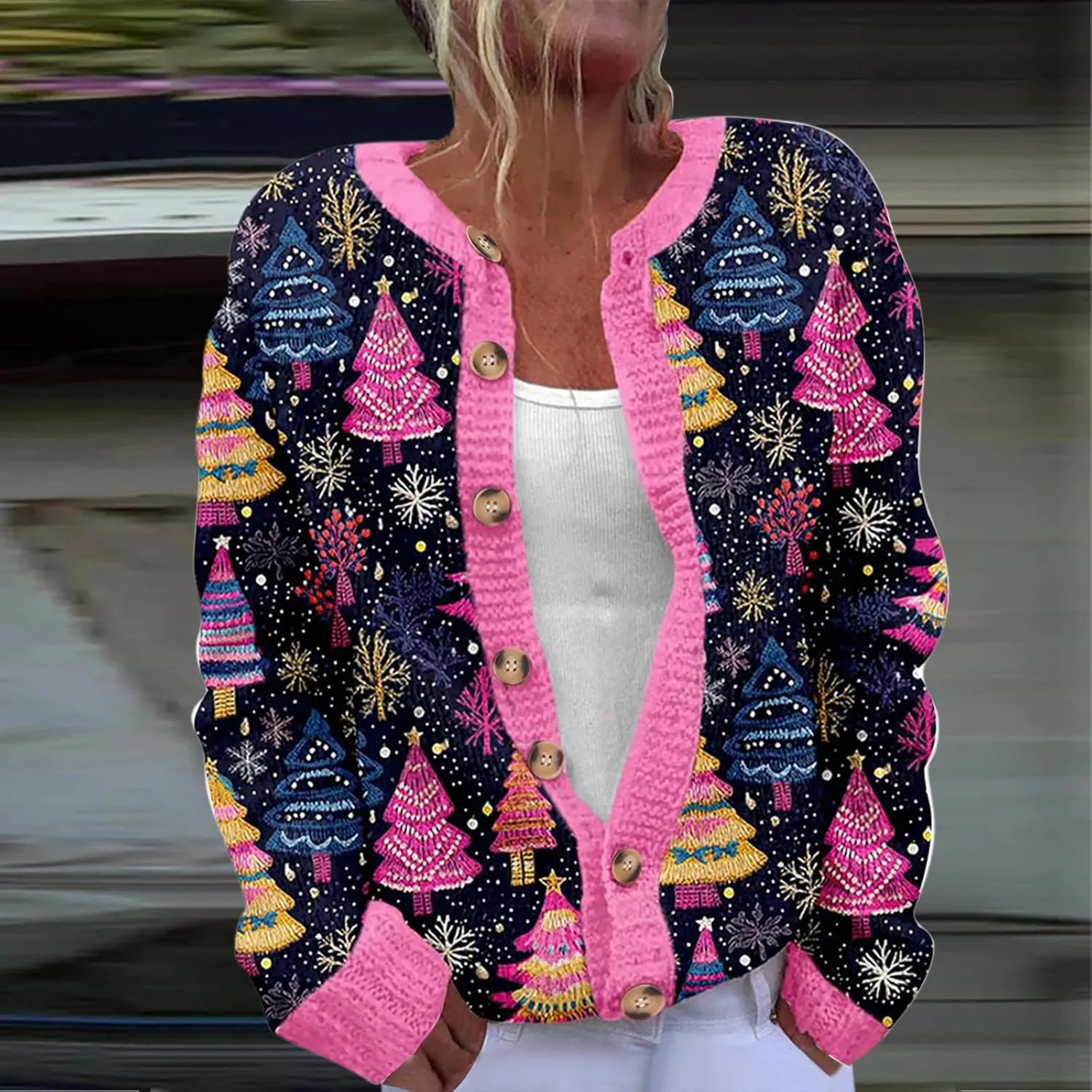 Christmas Sweaters for Women 3D Graphic Cardigan Plus Size Knit Sweater Outfits Fall Winter Sweater Jacket