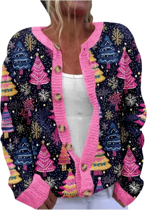 Christmas Sweaters for Women 3D Graphic Cardigan Plus Size Knit Sweater Outfits Fall Winter Sweater Jacket