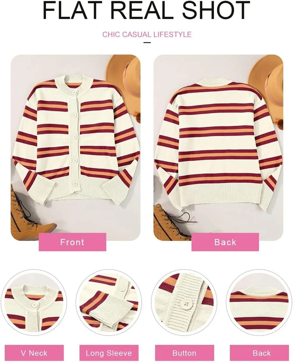 Chunky Cardigan Sweaters for Women,Striped Cardigan Sweaters for Women,Chunky Knit Sweater