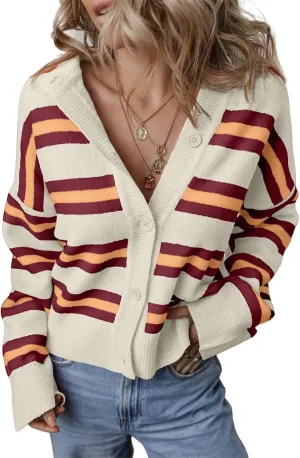 Chunky Cardigan Sweaters for Women,Striped Cardigan Sweaters for Women,Chunky Knit Sweater