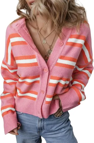 Chunky Cardigan Sweaters for Women,Striped Cardigan Sweaters for Women,Chunky Knit Sweater
