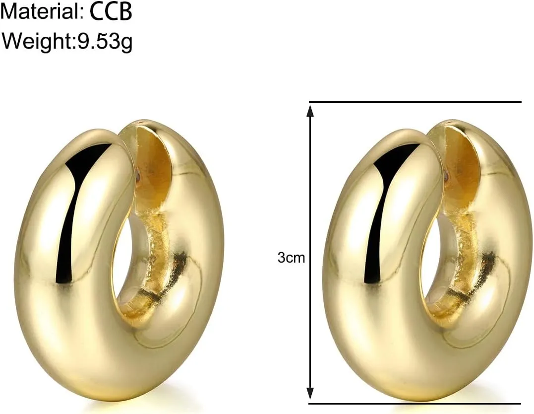 Chunky Gold Ear Cuffs Earrings for Women Non Piercing Gold Cuff Clip On Cartilage Hoop Earring Trendy Lightweight Thick Cuff Earrings for Women