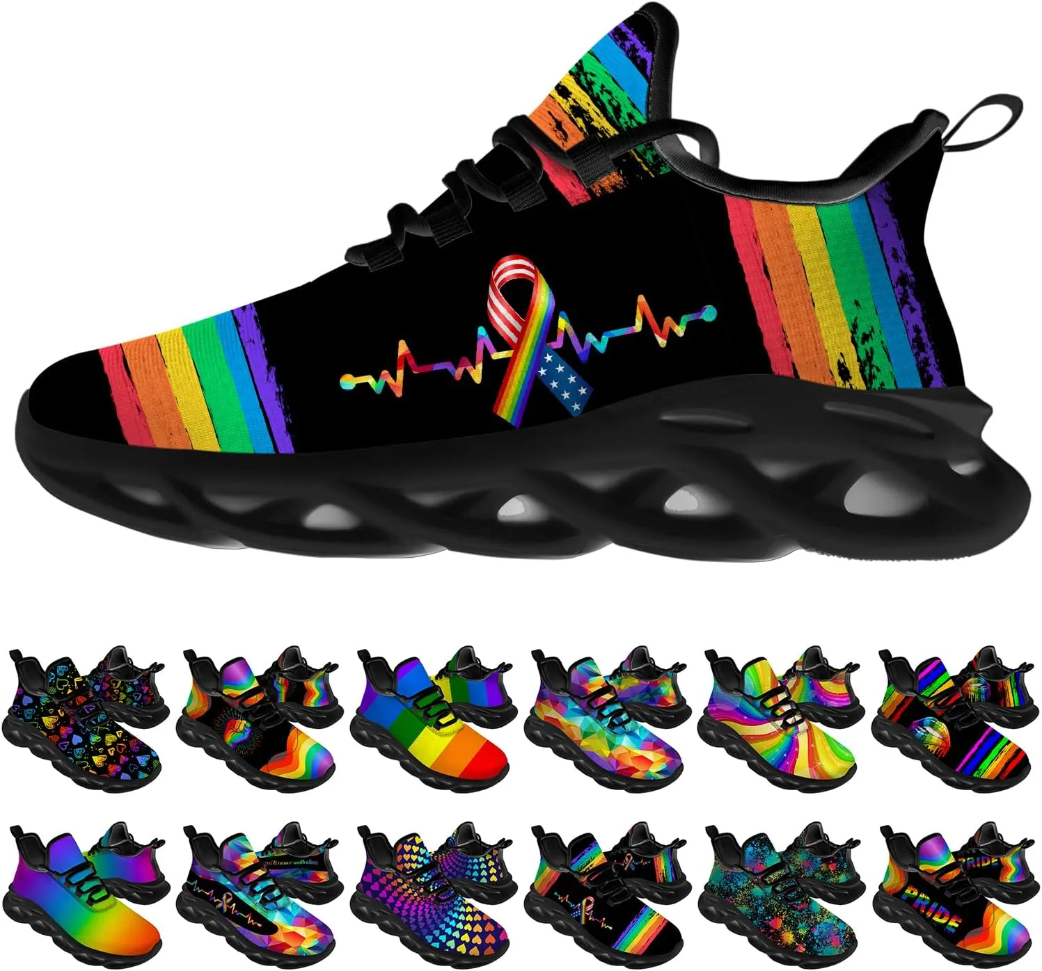 Ciadoon American Flag Shoes for Men Women Road Running Sport Walking Tennis Sneakers 4th of July Shoes Gifts for Him Her