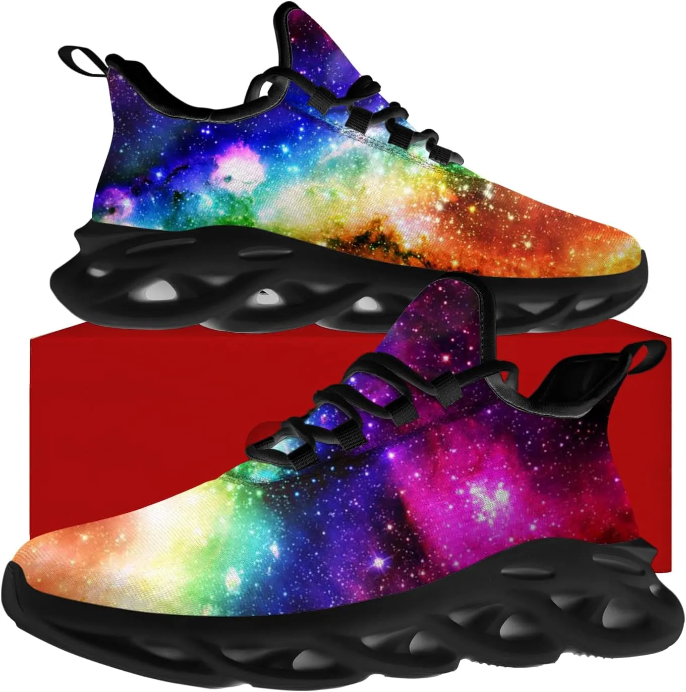Ciadoon Galaxy Shoes for Men Women Road Running Shoes Non-Slip Walking Tennis Sneakers Cross Trainer Shoes Gifts