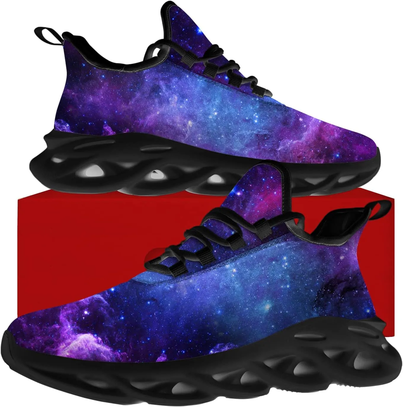 Ciadoon Galaxy Shoes for Men Women Road Running Shoes Non-Slip Walking Tennis Sneakers Cross Trainer Shoes Gifts