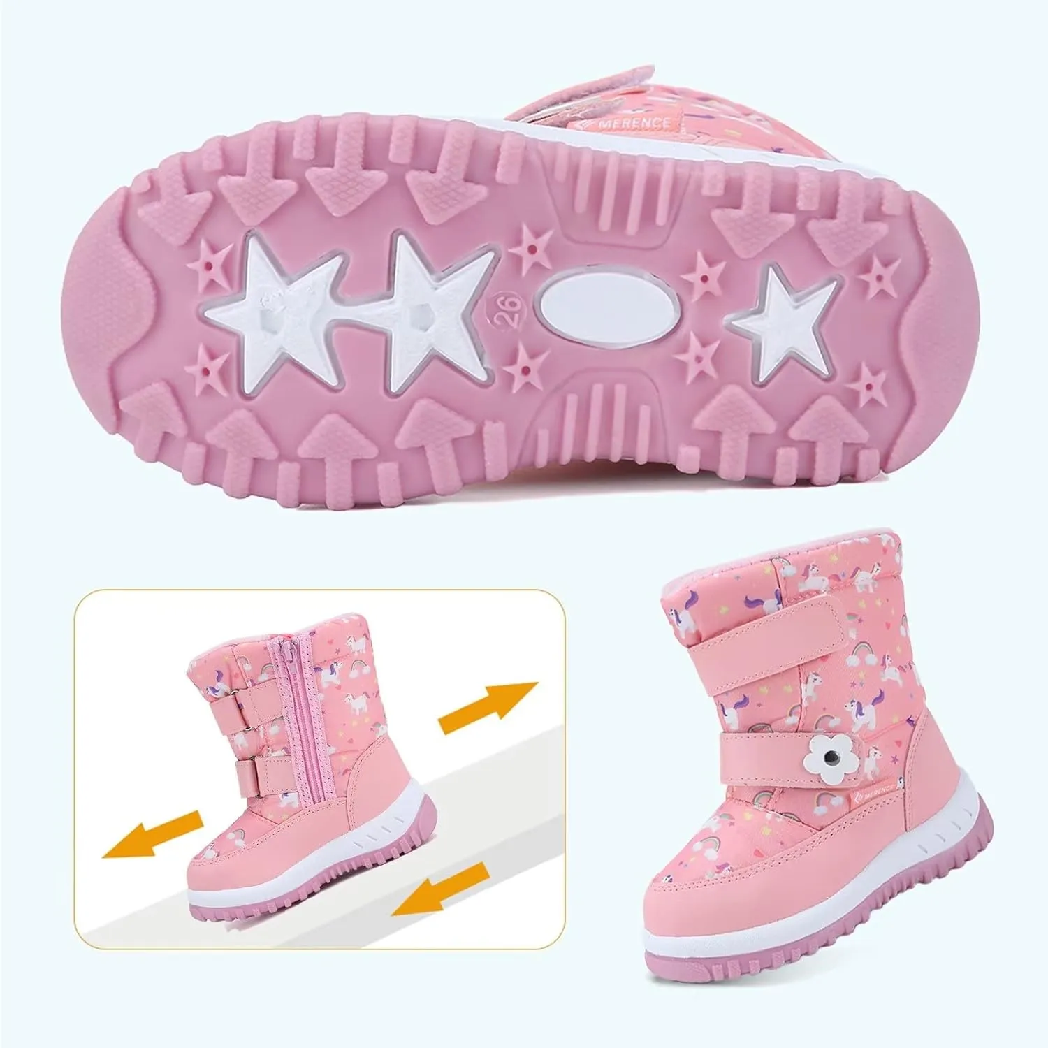 CIOR Winter Snow Boots for Boy and Girl Outdoor Waterproof with Fur Lined(Toddler/Little Kids)
