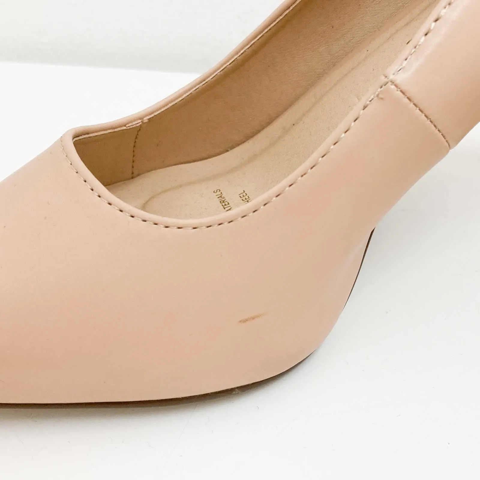 City Chic Nude Beige Faux Leather Slip On Court Heels Size 40 UK 7
