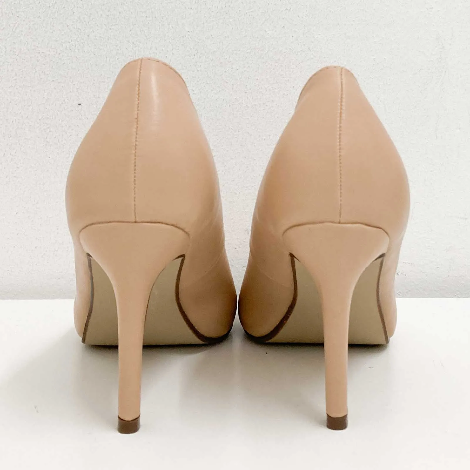 City Chic Nude Beige Faux Leather Slip On Court Heels Size 40 UK 7