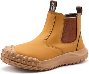 CJSPORX Men's Steel Toe Work Boots Anti-Skid Safety Shoes Leather Waterproof Work Shoes