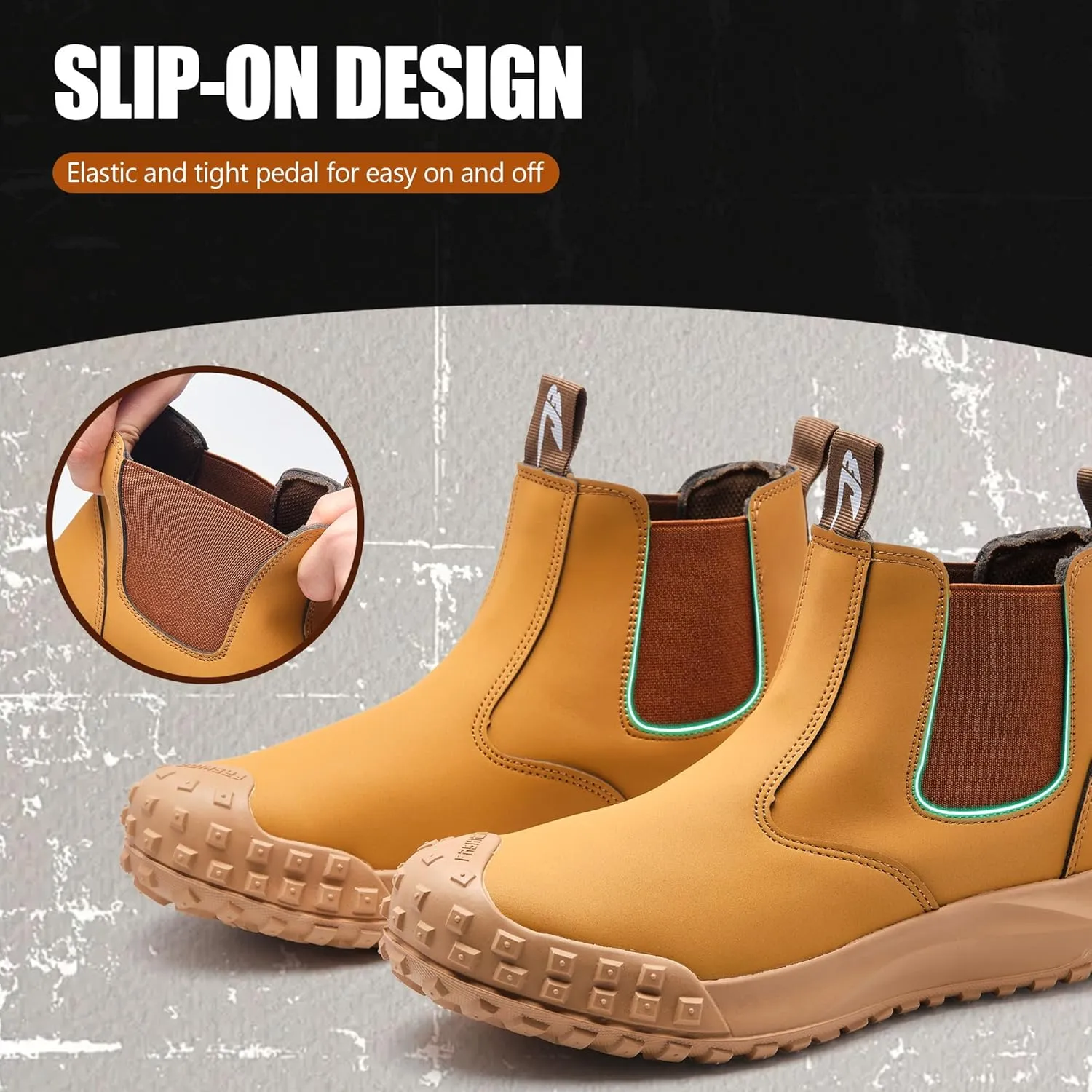 CJSPORX Men's Steel Toe Work Boots Anti-Skid Safety Shoes Leather Waterproof Work Shoes