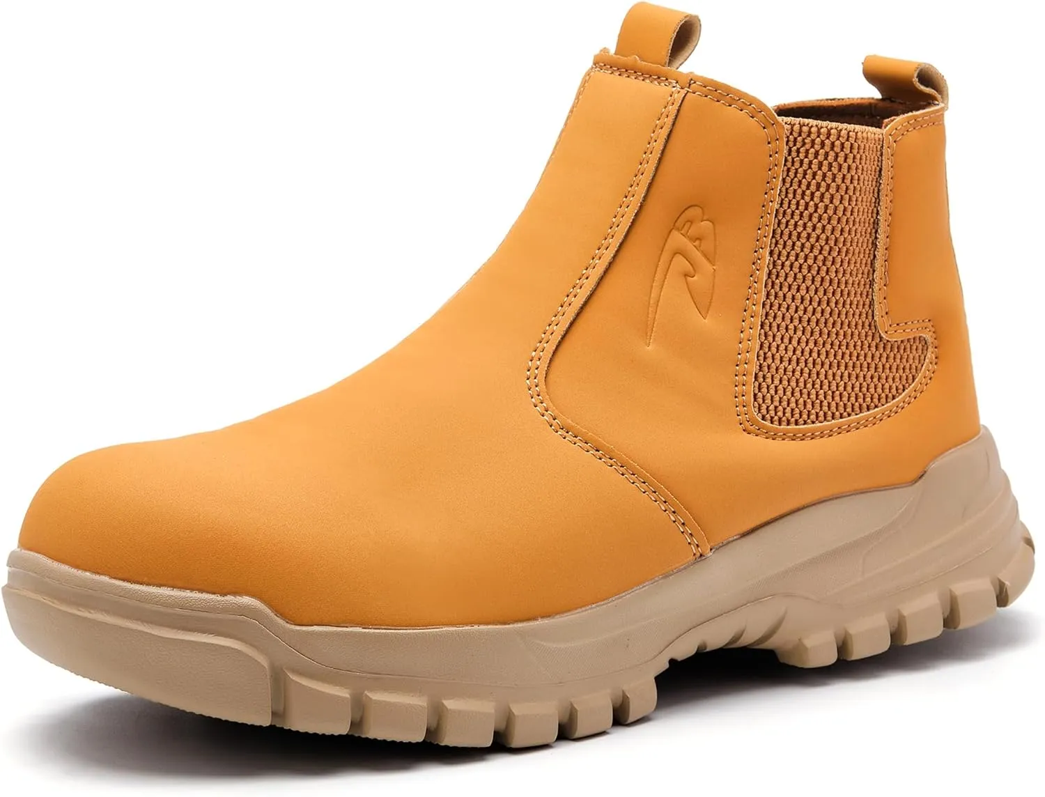 CJSPORX Men's Steel Toe Work Boots Anti-Skid Safety Shoes Leather Waterproof Work Shoes