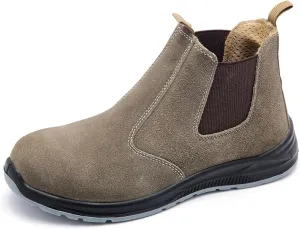 CJSPORX Men's Steel Toe Work Boots Anti-Skid Safety Shoes Leather Waterproof Work Shoes