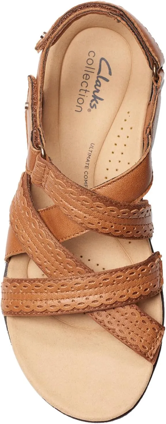 Clarks Womens Laurieann Rena Leather Casual Strappy Sandals