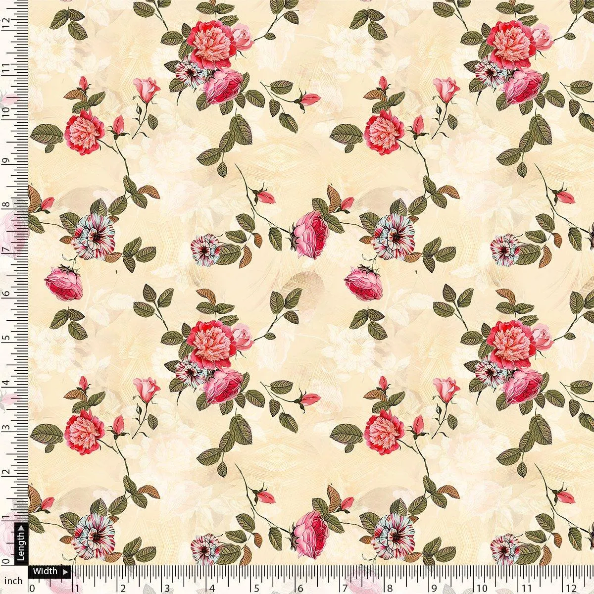 Classic Poppy Flower Digital Printed Fabric - Silk Crepe