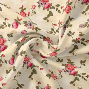 Classic Poppy Flower Digital Printed Fabric - Silk Crepe