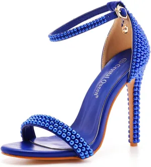 Crystal Queen Full Pearls Heels Sandals Stiletto Heels Peep Toe High Heel Sandals Pump Shoes For Bride Wedding Party Evening