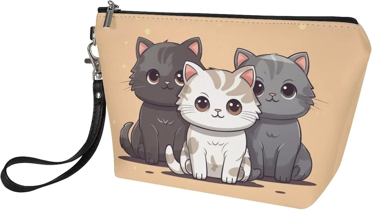 Cute Cat Cosmetic Bag Leather Makeup Bags Small Cosmetic Bags Travel Toiletry Bag Pouch Waterproof Organizer Bag Clutch Handbag for Women Hiking Camping Swimming