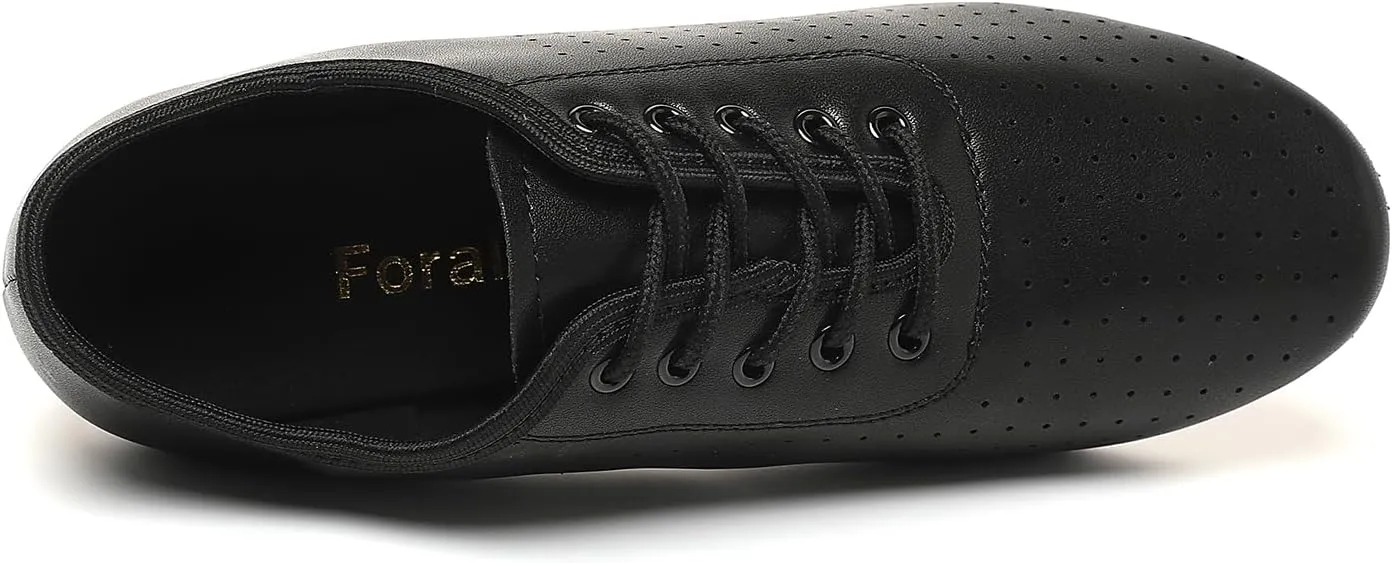 Dance Shoes for Women, Lace-up Black Jazz Shoes, Professional Latin Dance Heels, Ballroom Salsa Dance Shoes, Closed-Toe Split-Sole Low-Heel, Teaching Practice Performance Character Shoes