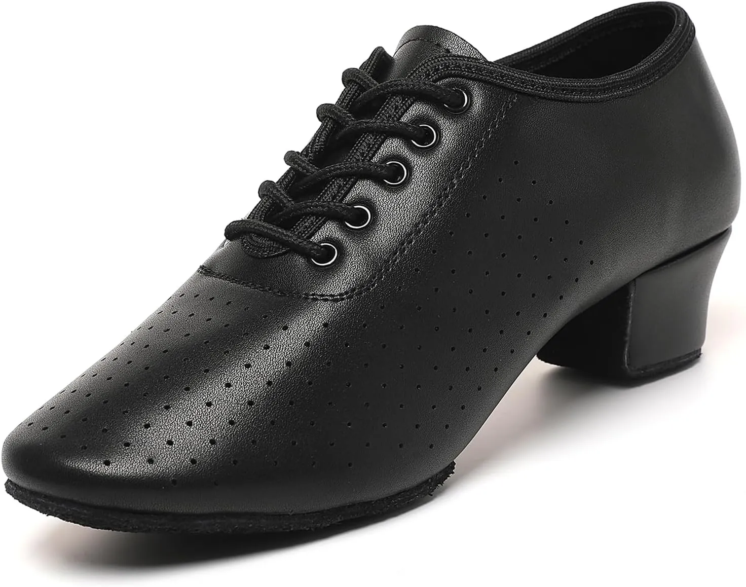 Dance Shoes for Women, Lace-up Black Jazz Shoes, Professional Latin Dance Heels, Ballroom Salsa Dance Shoes, Closed-Toe Split-Sole Low-Heel, Teaching Practice Performance Character Shoes
