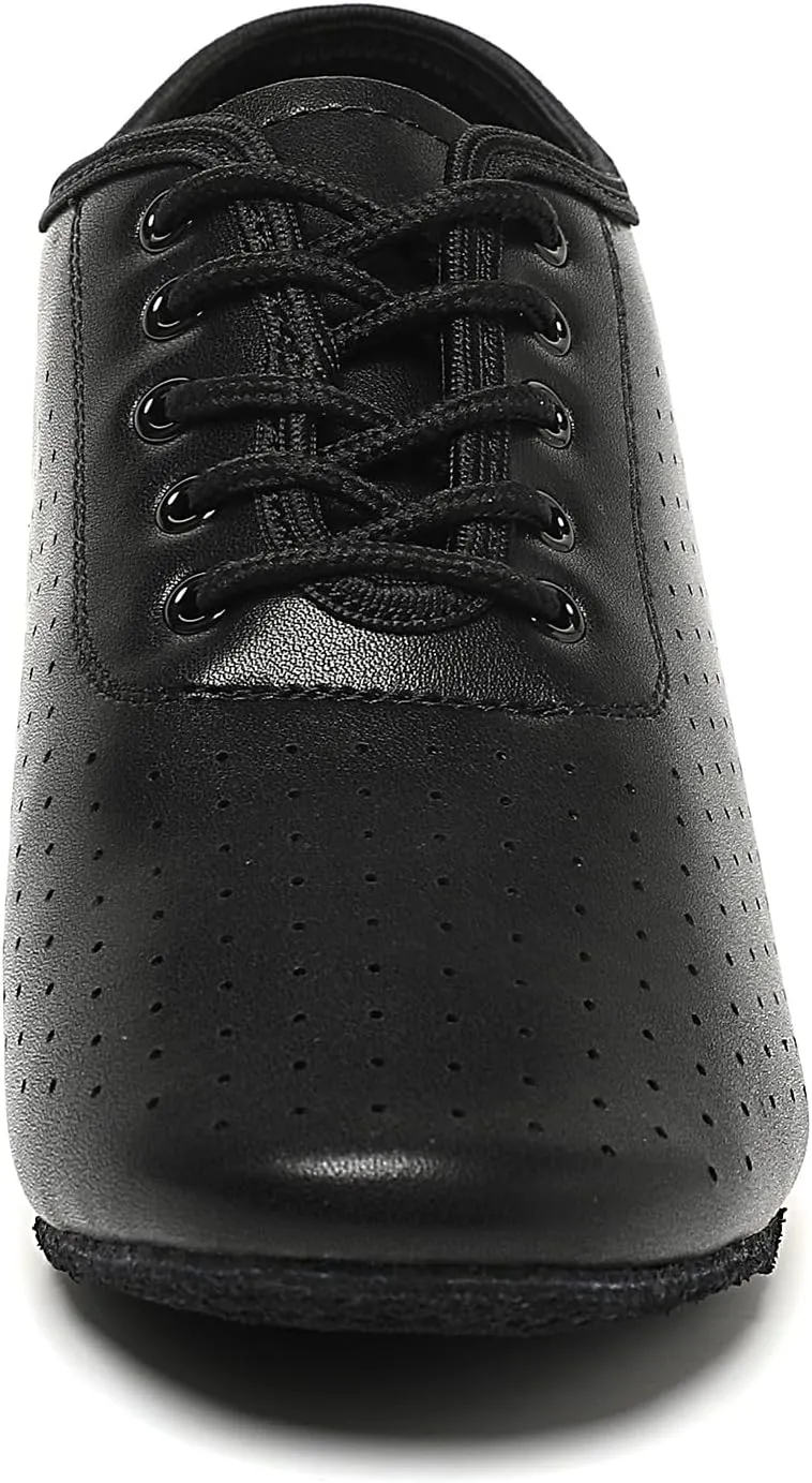 Dance Shoes for Women, Lace-up Black Jazz Shoes, Professional Latin Dance Heels, Ballroom Salsa Dance Shoes, Closed-Toe Split-Sole Low-Heel, Teaching Practice Performance Character Shoes