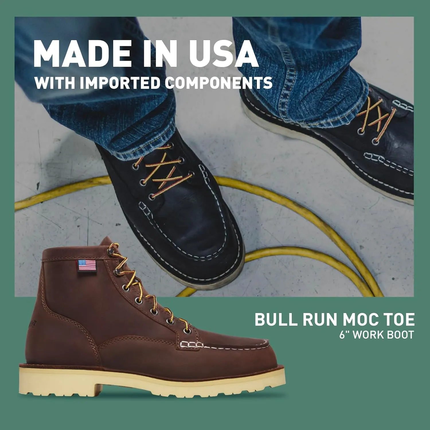 Danner 6 Bull Run Moc Toe Work Boots for Men - Oiled Full-Grain Leather Upper with Non Slip Wedge Outsole and 3-Density Cushion Footbed, EH Resistant