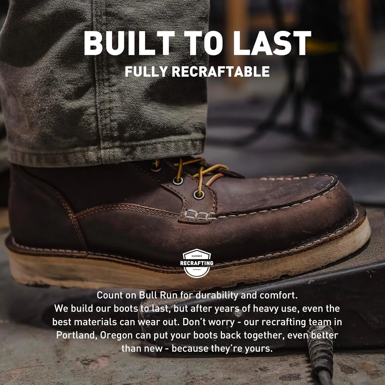 Danner 6 Bull Run Steel Toe Work Boots for Men - Oiled Full-Grain Leather with Non Slip Wedge Outsole and 3-Density Cushion Footbed, EH Resistant