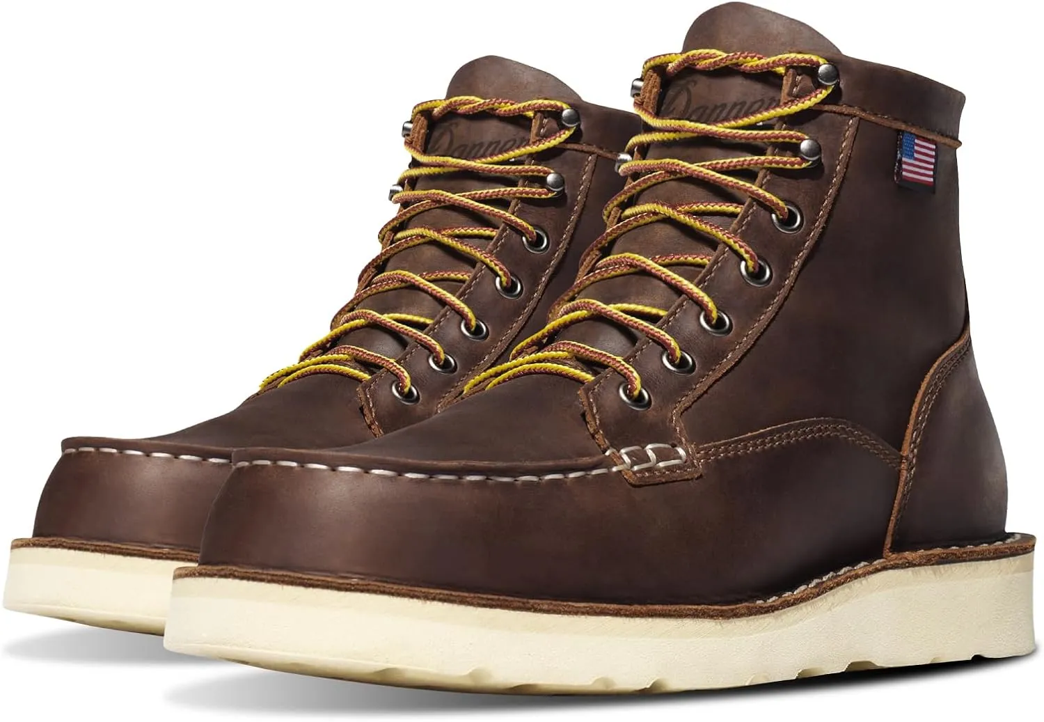 Danner 6 Bull Run Steel Toe Work Boots for Men - Oiled Full-Grain Leather with Non Slip Wedge Outsole and 3-Density Cushion Footbed, EH Resistant