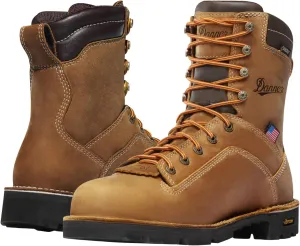 Danner 8 Quarry USA Waterproof Alloy Safety Toe Work Boots for Men - Full-Grain Leather with Gore-Tex Lining and Traction Heel Outsole, EH Resistant