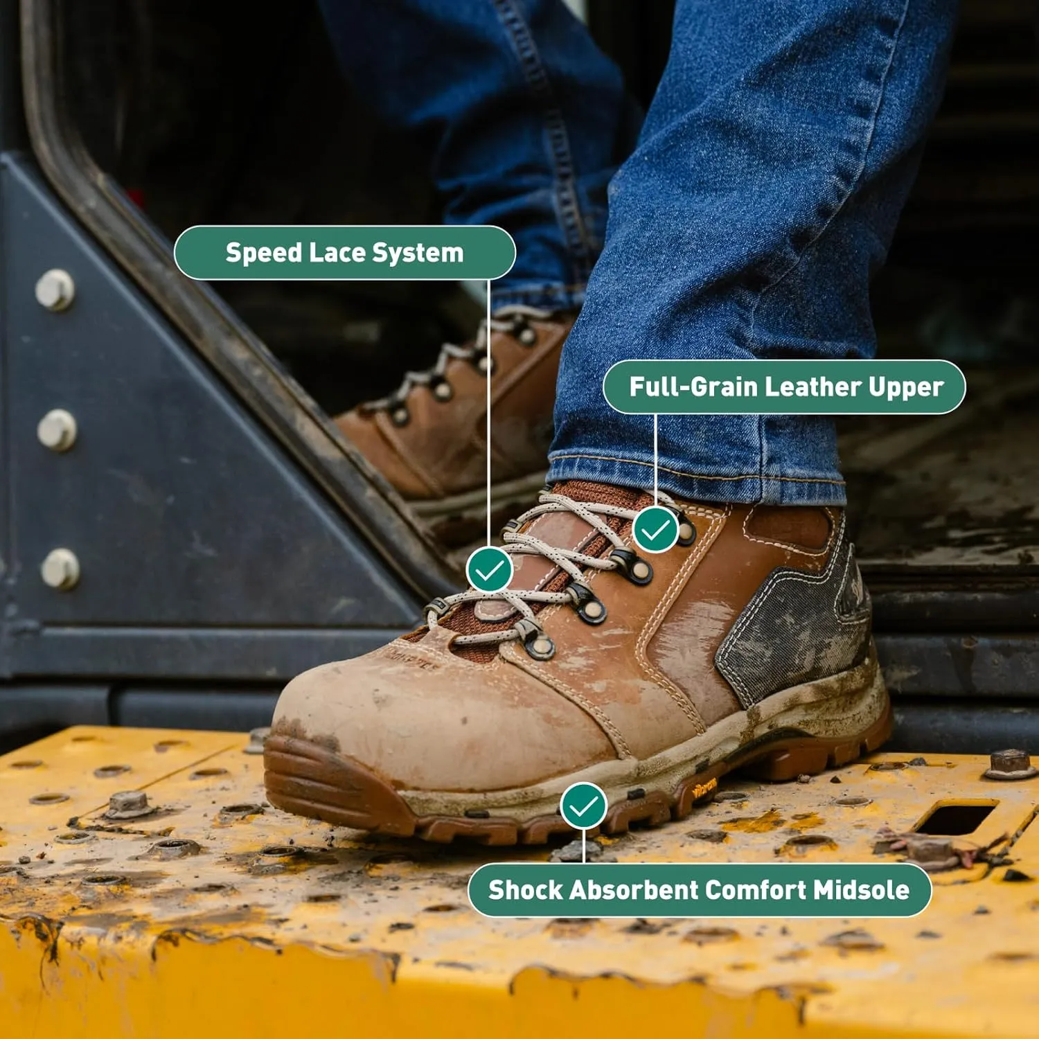 Danner Vicious 4.5 Waterproof Work Boots for Men - Full-Grain Leather with Breathable Gore-Tex Lining, Speed Lace System, and Non Slip Heeled Outsole