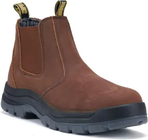 DIIG Work Boots for Men, Soft Toe Waterproof Working Boots, Slip Resistant Anti-Static Slip-on Safety Working Shoes 8 9 10 11 12 13 (CRZ/802EE, 10)