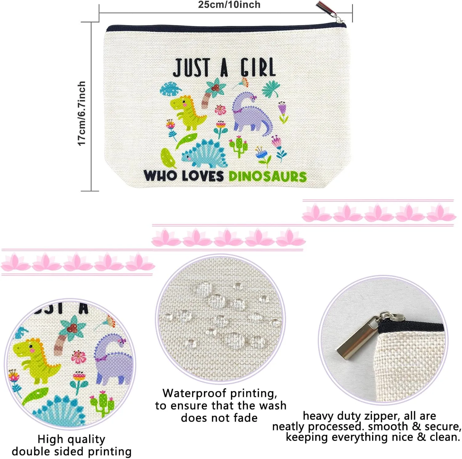 Dinosaur Makeup Bags for Women, Cute Dinosaur Gifts for Girls, Small Travel Cosmetic Bag Zipper Pouch for Teens Daughter Sister, Funny Dinosaur Lovers Stuff Birthday Christmas Decorations for Mom