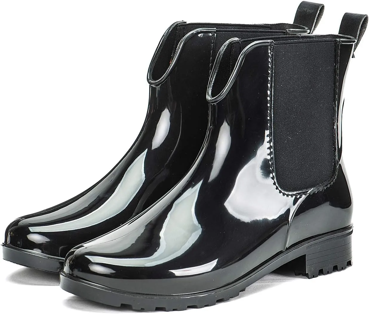 DKSUKO Rain Boots for Women Waterproof Elastic Slip On Ankle Chelsea Booties