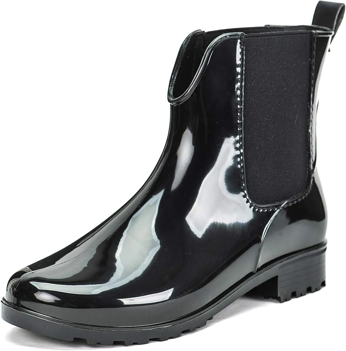 DKSUKO Rain Boots for Women Waterproof Elastic Slip On Ankle Chelsea Booties