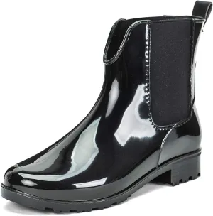 DKSUKO Rain Boots for Women Waterproof Elastic Slip On Ankle Chelsea Booties
