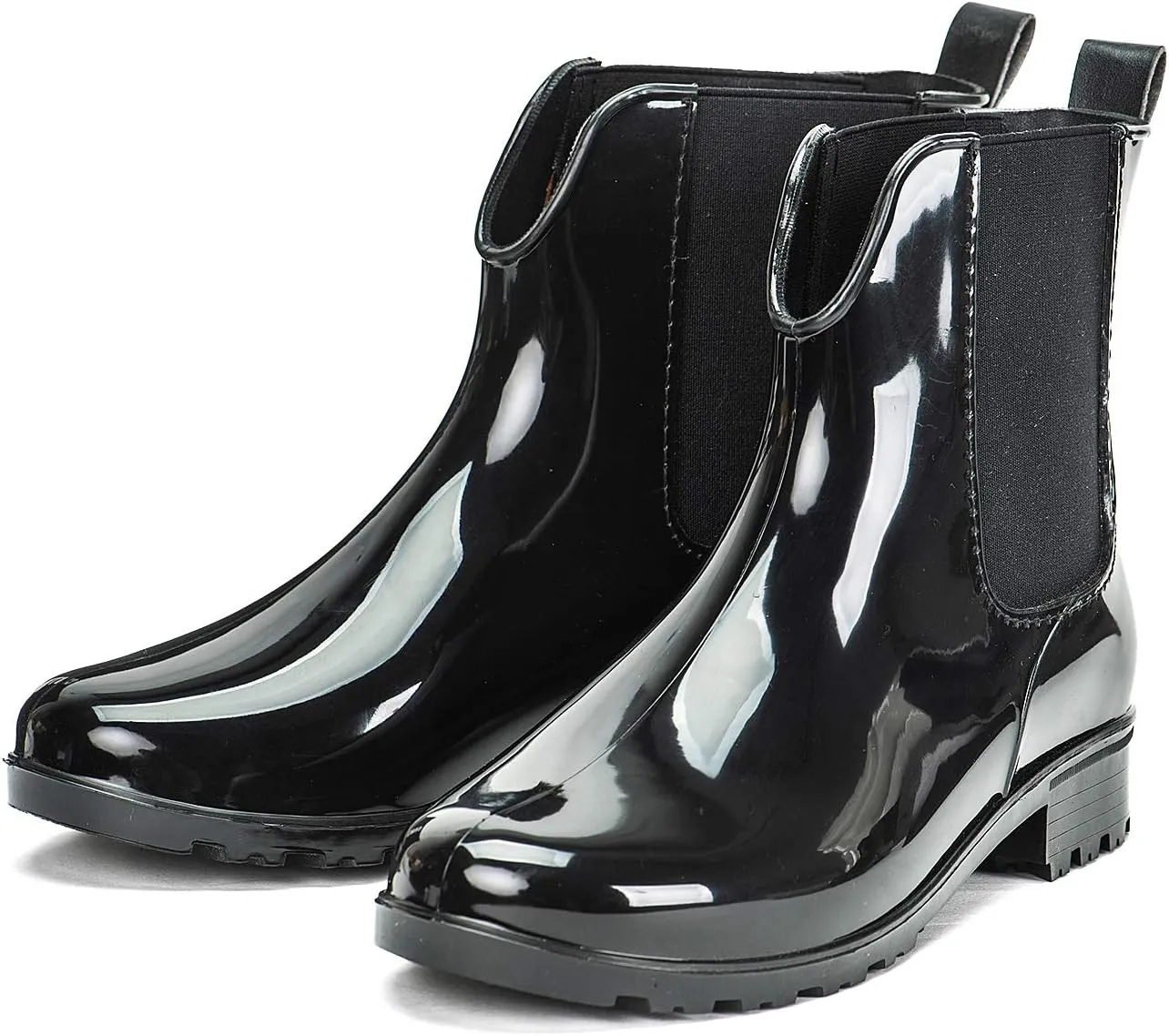 DKSUKO Rain Boots for Women Waterproof Elastic Slip On Ankle Chelsea Booties