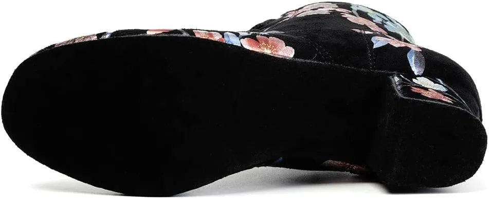 DKZSYIM Women's Latin Dance Boots Close Toe Ballroom Tango Performance Teaching Dancing Shoes,Model GBNJB