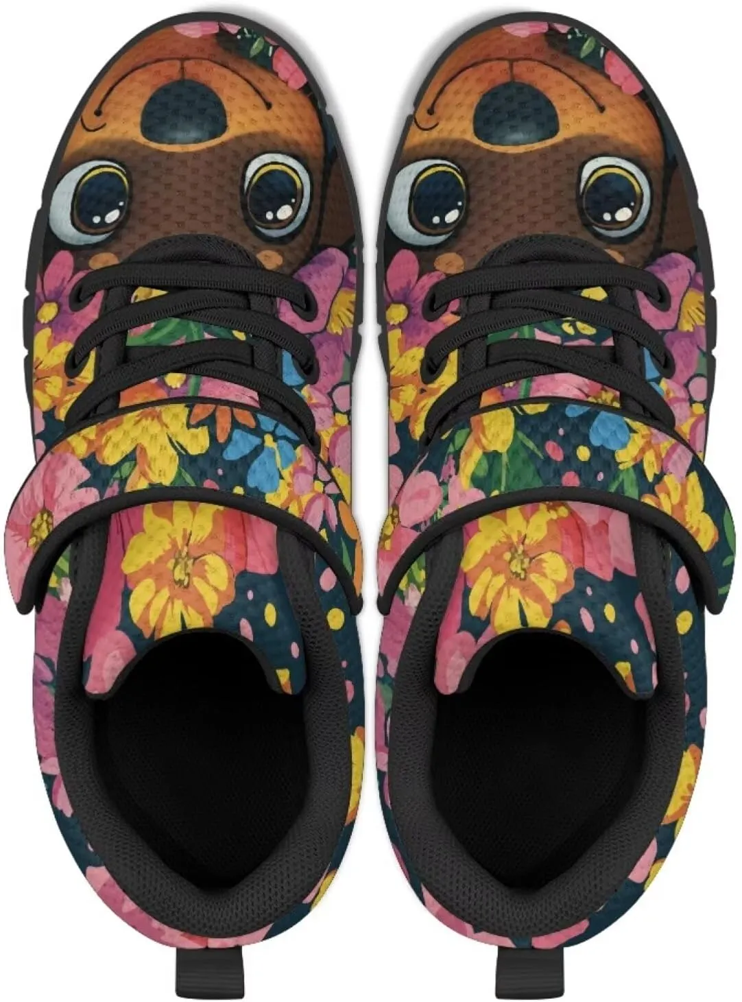 Dog Print Tennis Shoes with Hook & Loop for Kids Non Slip Breathable Strap Athletic Running Shoes for Walking