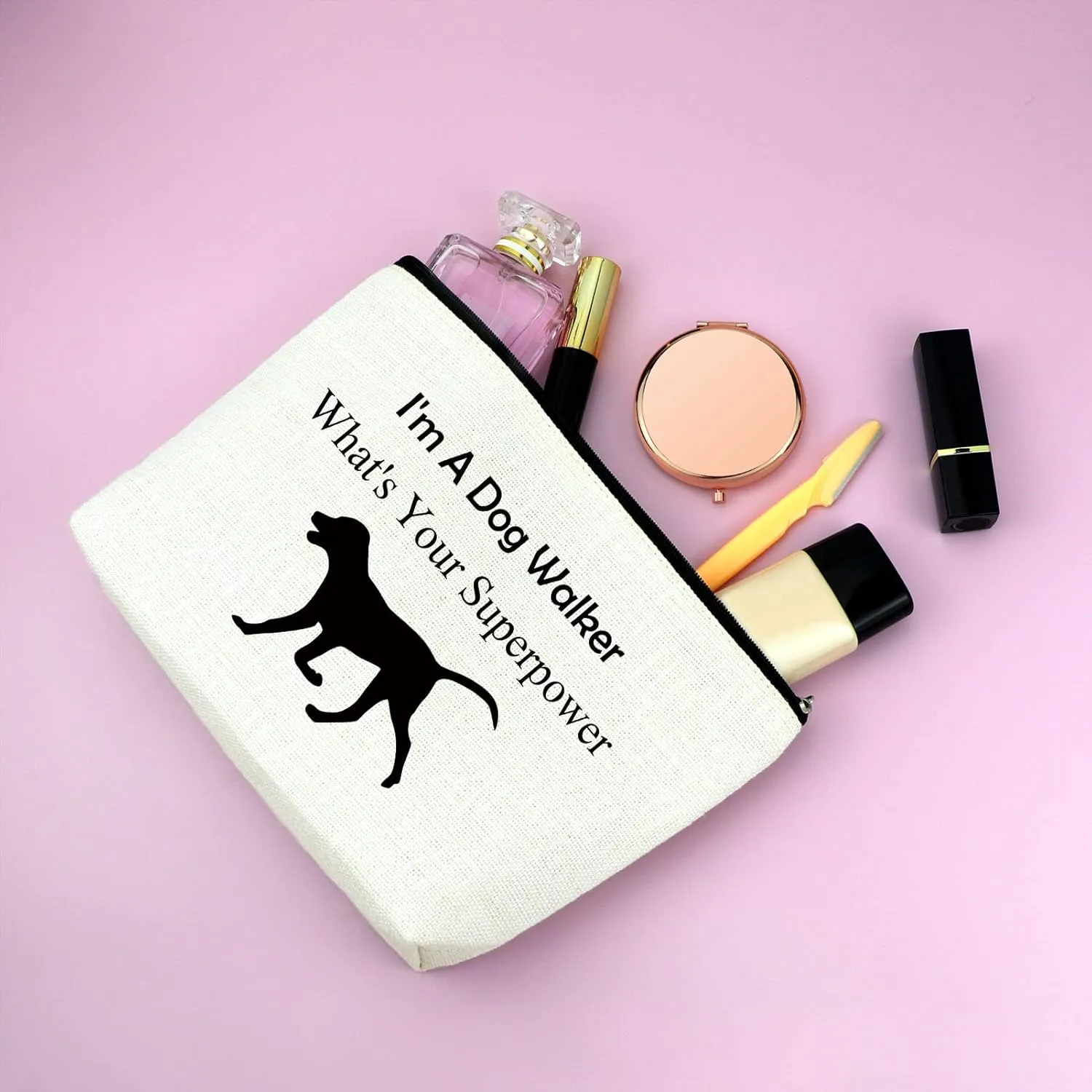 Dog Walker Gift for Women Makeup Bag Dog Sitter Appreciation Gift Dog Lovers Gifts Dog Theme Gifts for Daughter Dog Owner Cosmetic Bag Puppy Dog Mom Gift Pet Owner Christmas Birthday Gift Travel Pouch