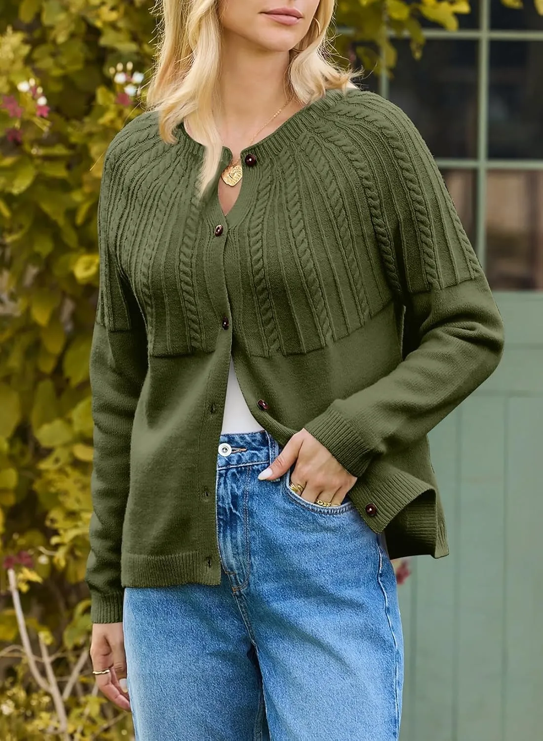 Dokotoo Cardigan Sweaters for Women 2024 Fall Outfits Long Sleeve Crochet Knit Sweaters