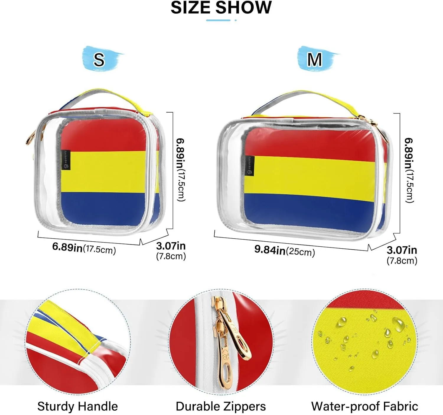DOMIKING Austronesian Flag Clear Makeup Bags for Women Men Portable Cosmetic Organizer Pouch Travel Toiletry Storage Bag for Travel Gym Daily