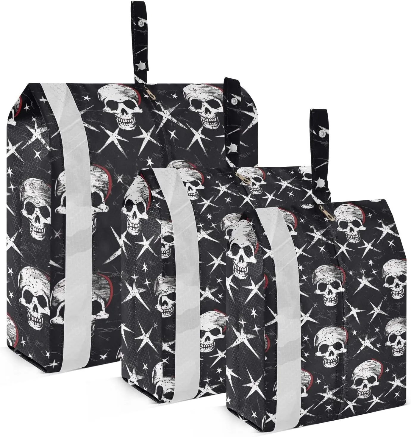 DOMIKING Black Skulls Packing Cubes for Travel Luggage Organizer Hanging Packing Bag for Carry On Suitcases Clothes Set of 3