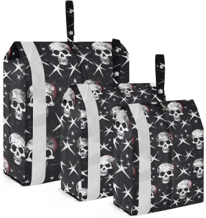 DOMIKING Black Skulls Packing Cubes for Travel Luggage Organizer Hanging Packing Bag for Carry On Suitcases Clothes Set of 3