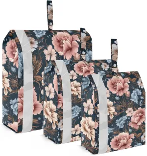 DOMIKING Flower Floral Watercolor Packing Cubes for Travel Luggage Organizer Hanging Packing Bag for Clothes Suitcases Set of 3