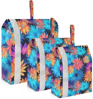 DOMIKING Orange Sunflowers Flowers Packing Cubes for Travel Luggage Organizer Hanging Packing Bag for Clothes Carry On Suitcase Set of 3