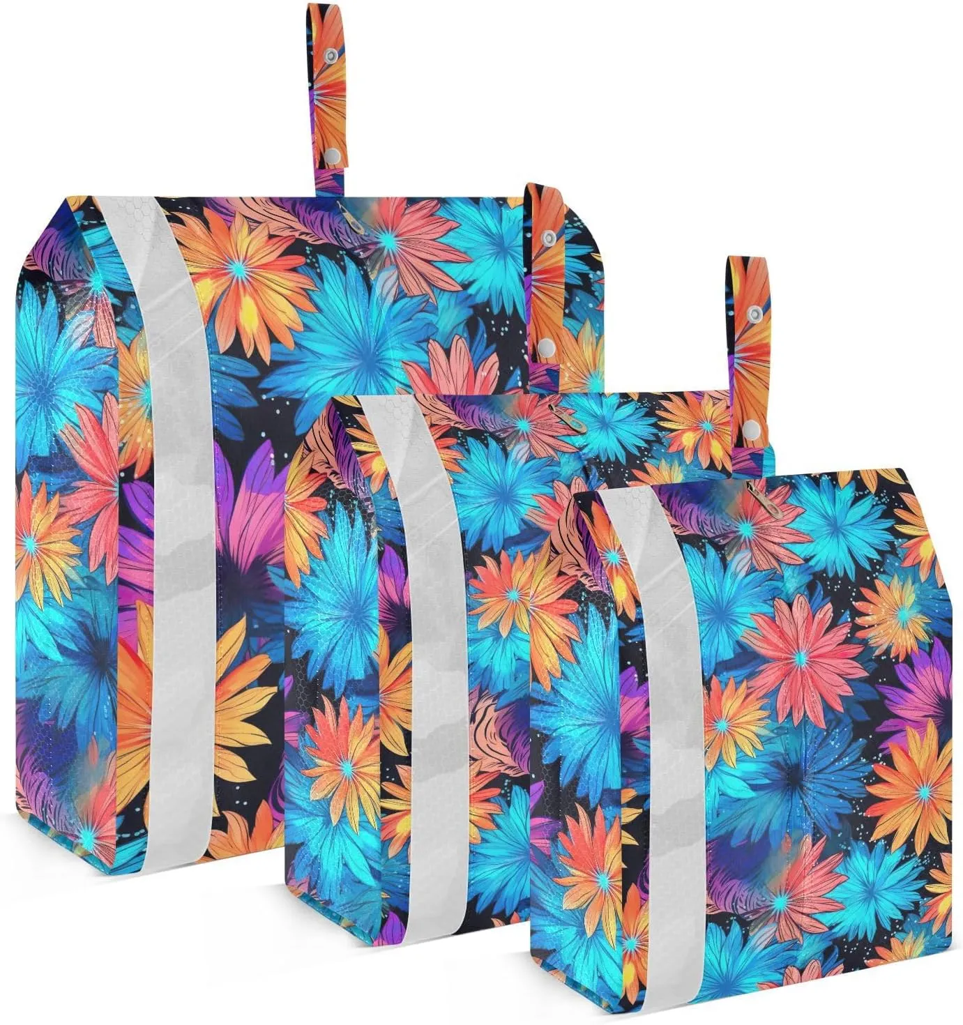 DOMIKING Orange Sunflowers Flowers Packing Cubes for Travel Luggage Organizer Hanging Packing Bag for Clothes Carry On Suitcase Set of 3