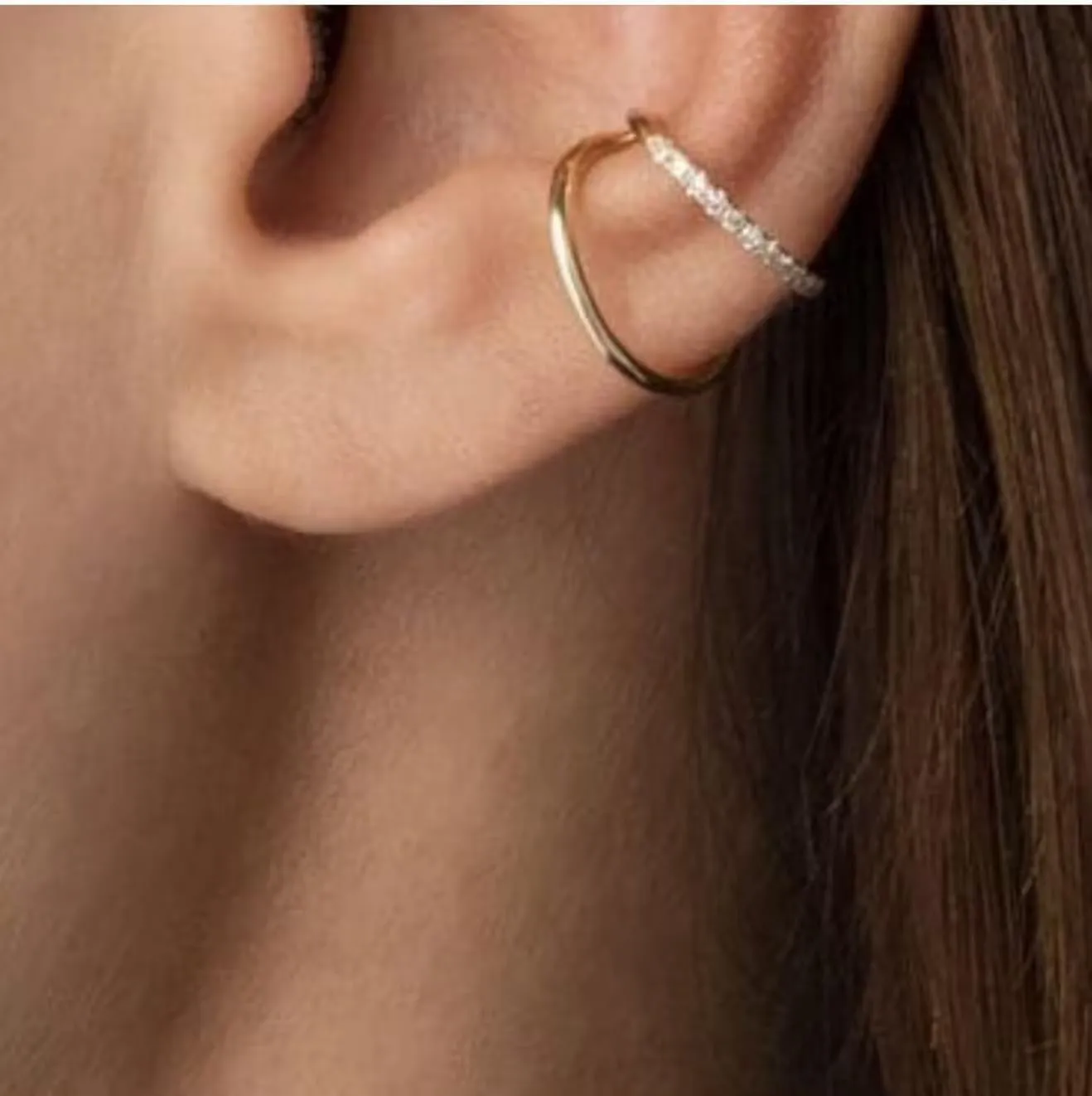 Double Band Conch Ear Cuff Earrings, Open Conch Ear Wrap, Smooth Split Double Diamond Earring, Gifts For Her.